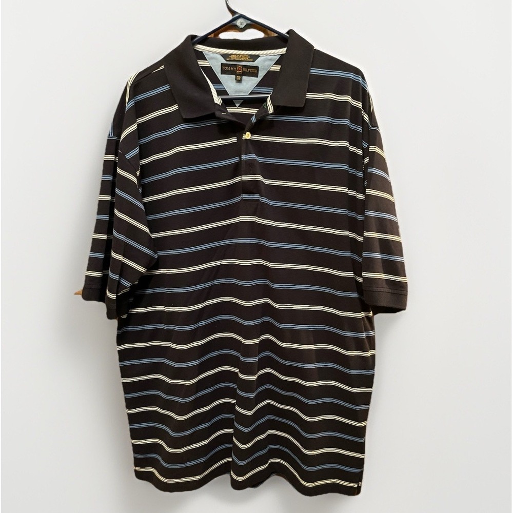 Tommy Hilfiger Men's 2XL Vintage Golf Shirt Polo Striped 90's Y2K